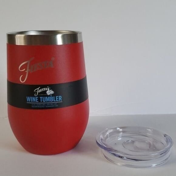 Fiestaware Fiesta 15 oz WINE Tumbler Travel Cup Mug SCARET RED